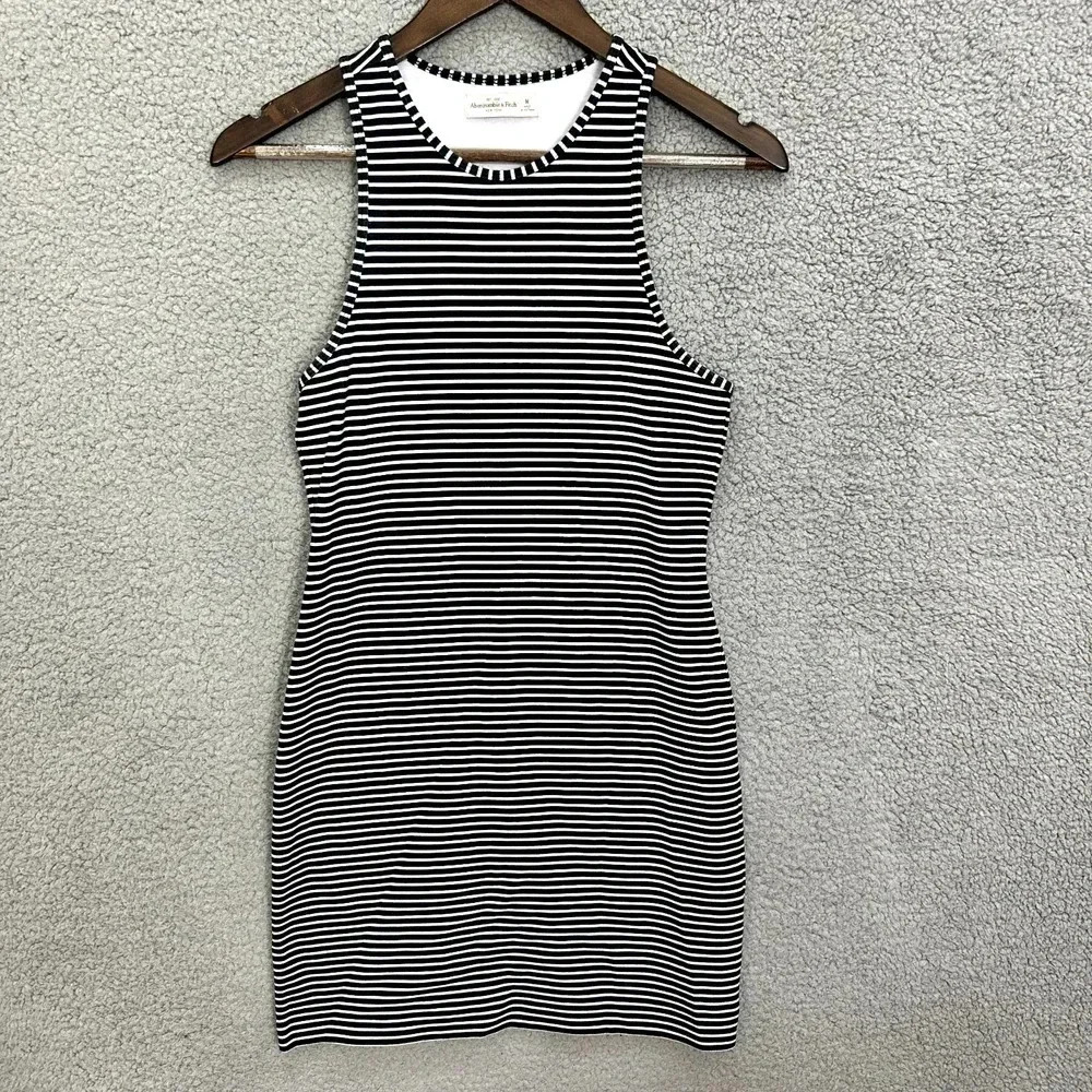 Vintage Y2K Abercrombie & Fitch Bodycon Dress Womens Medium Blue White Striped
